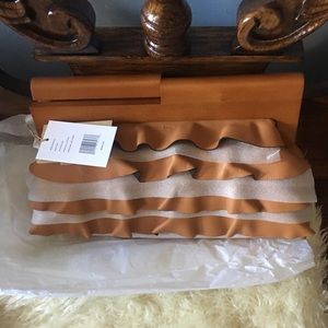 Michael Kors Collection Tan and Cream Clutch